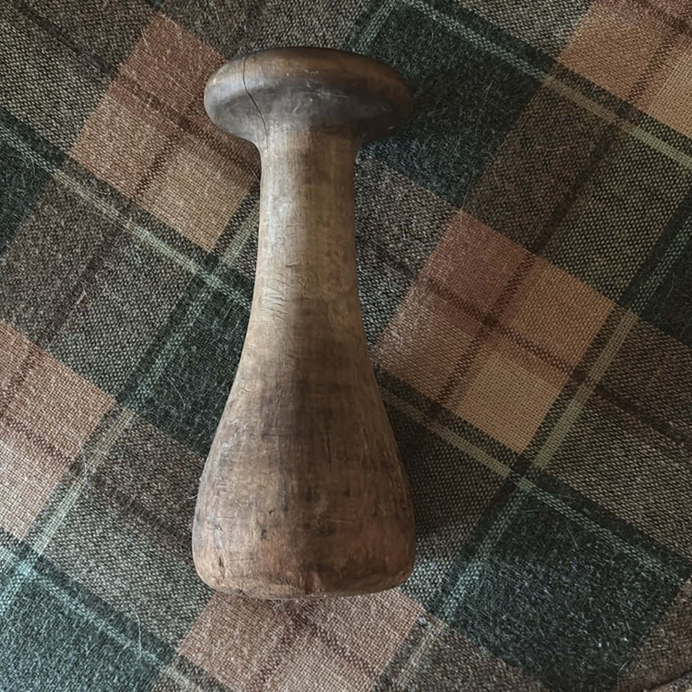 Vintage hand turned wooden rustic farmhouse pestle